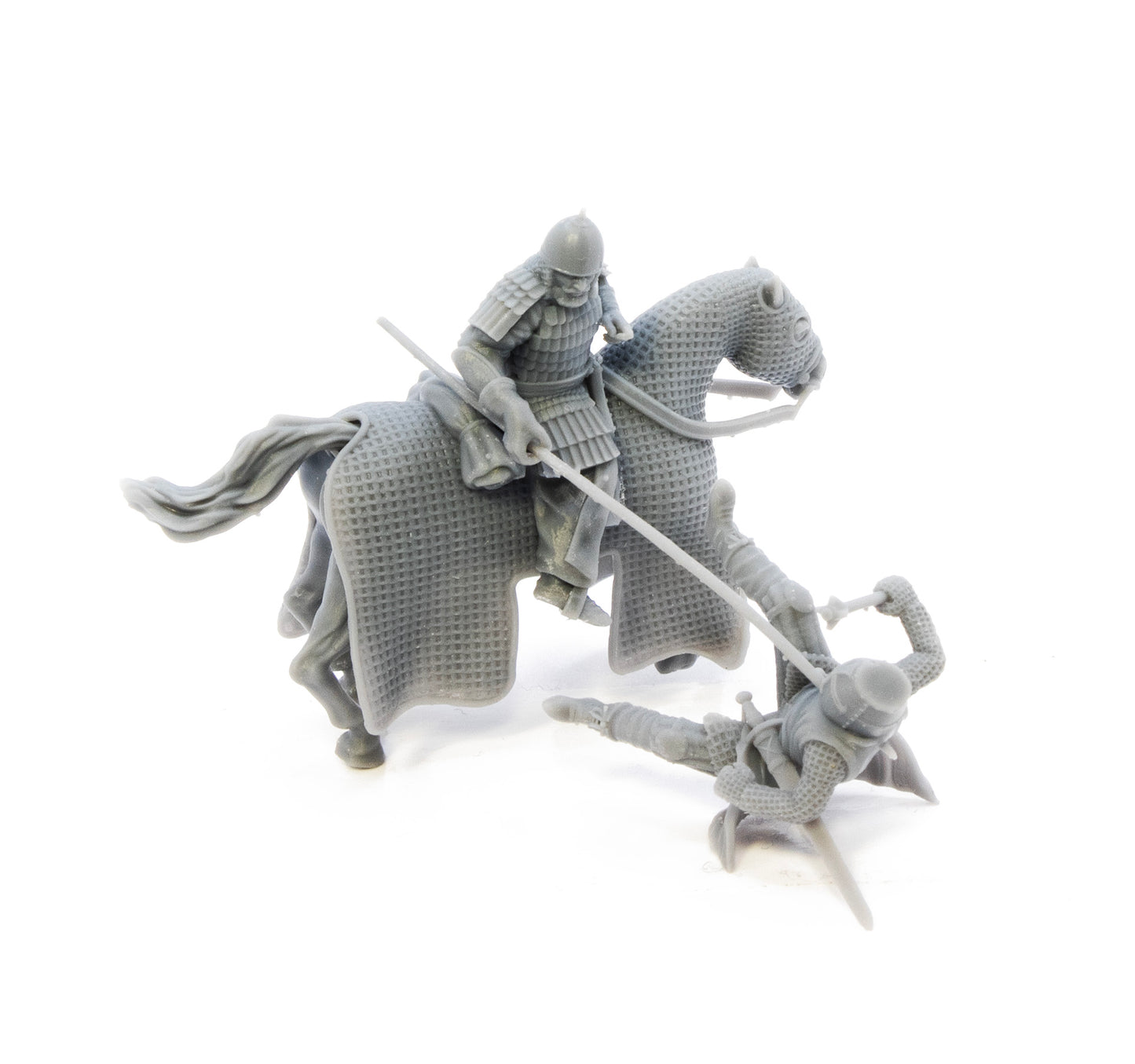 Mounted Kievan Rus warrior killing crusader knight.