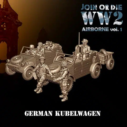 German Fallschirmjager Kübelwagen with Trailer by 3D Breed Miniatures