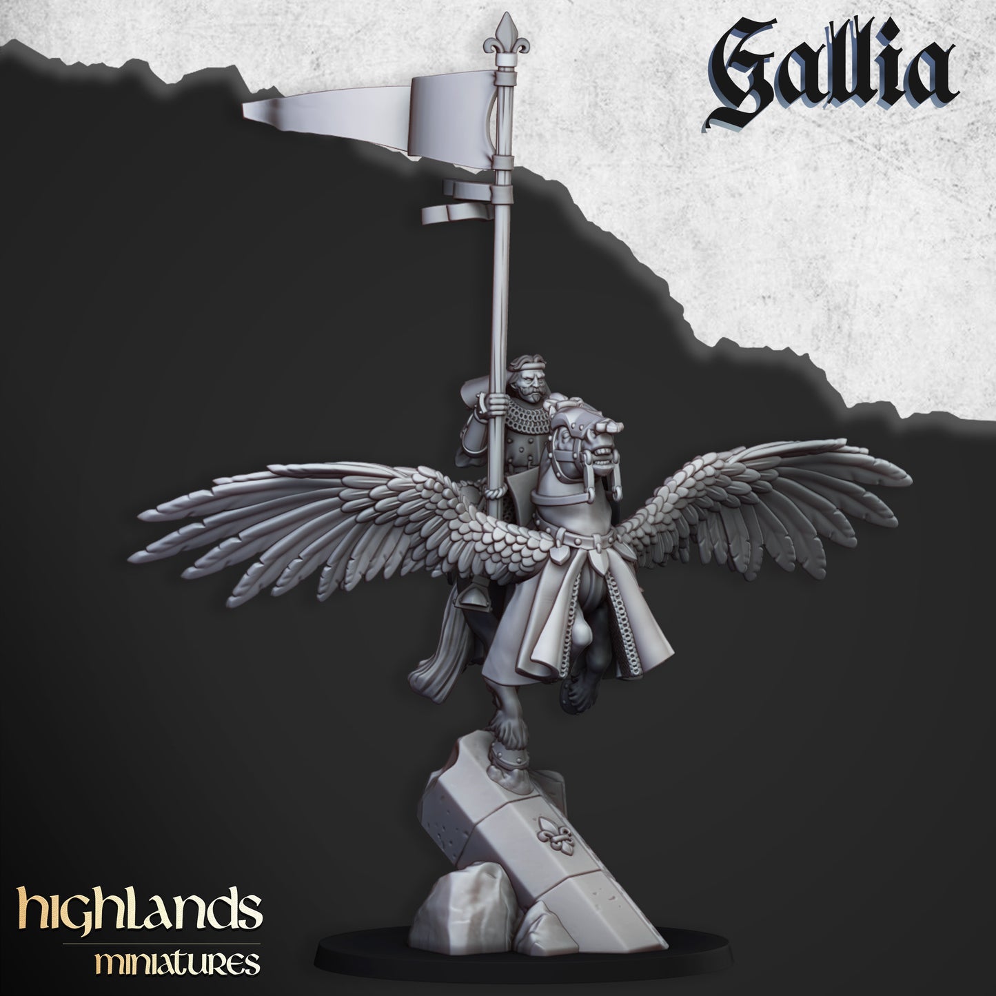 Gallia Knights on Pegasus by Highlands Miniatures.