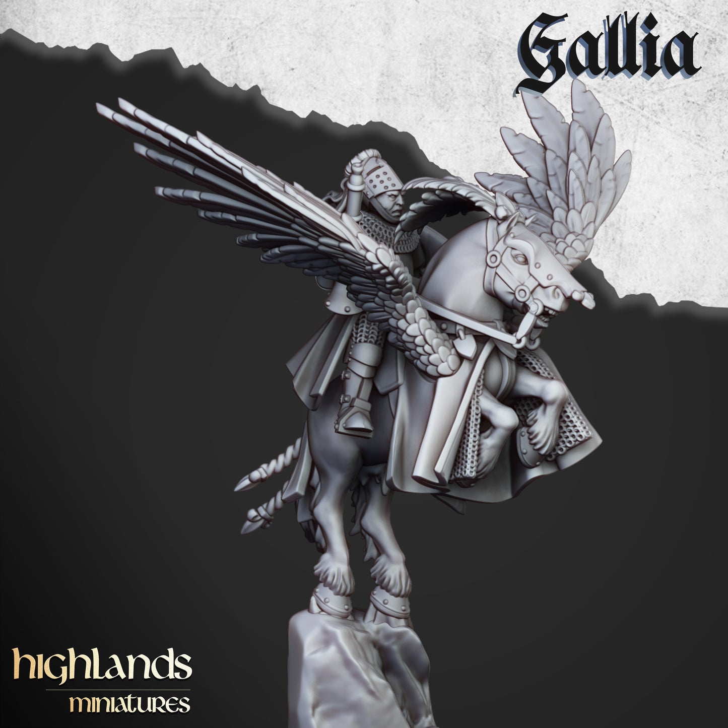 Gallia Knights on Pegasus by Highlands Miniatures.