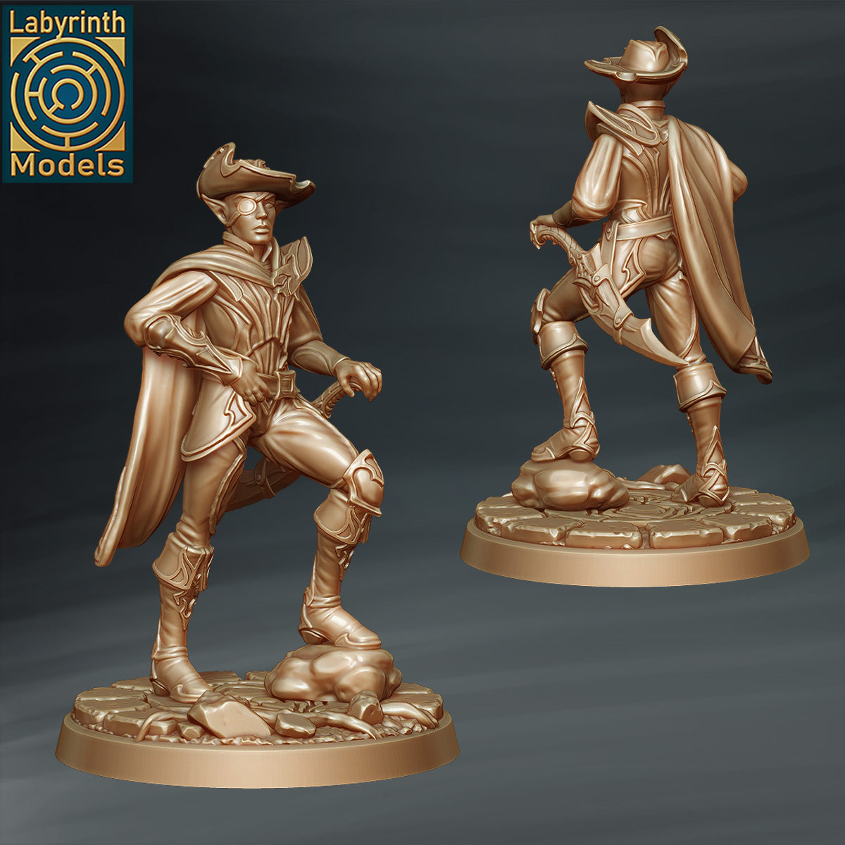 Dark Elf Bodyguard 2 with Hat by Labyrinth Models