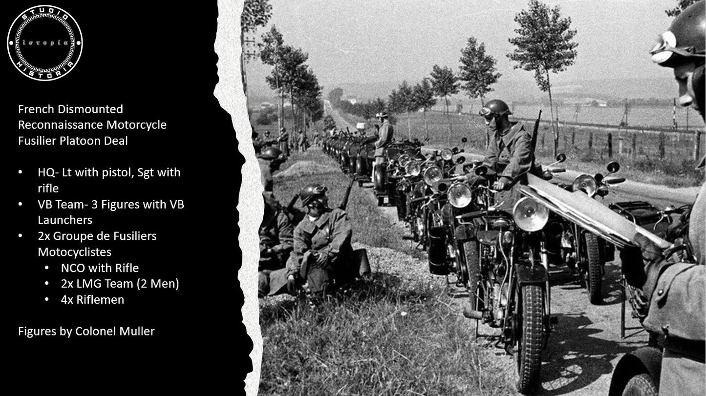 WW2 1940 French Dismounted Reconnaissance Motorcycle Fusilier Platoon Deal by Colonel Muller