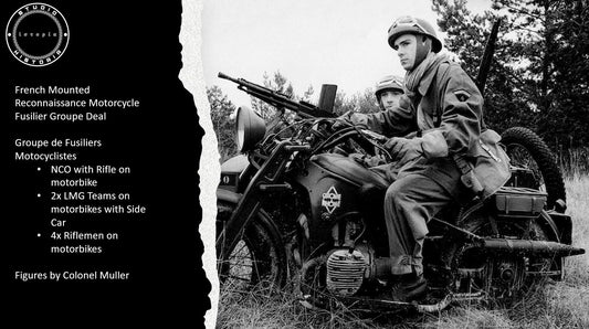 WW2 1940 French Mounted Reconnaissance Motorcycle Fusilier Group Deal by Colonel Muller