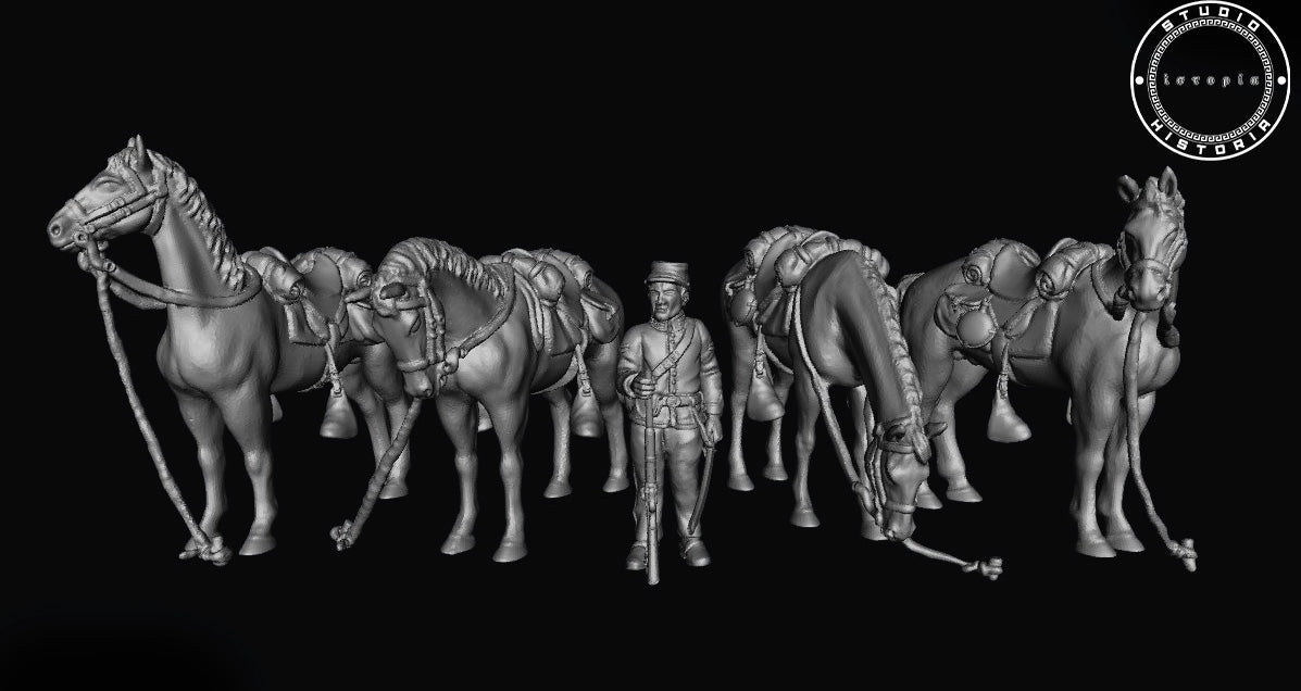 Union Horse Handler and Horses.