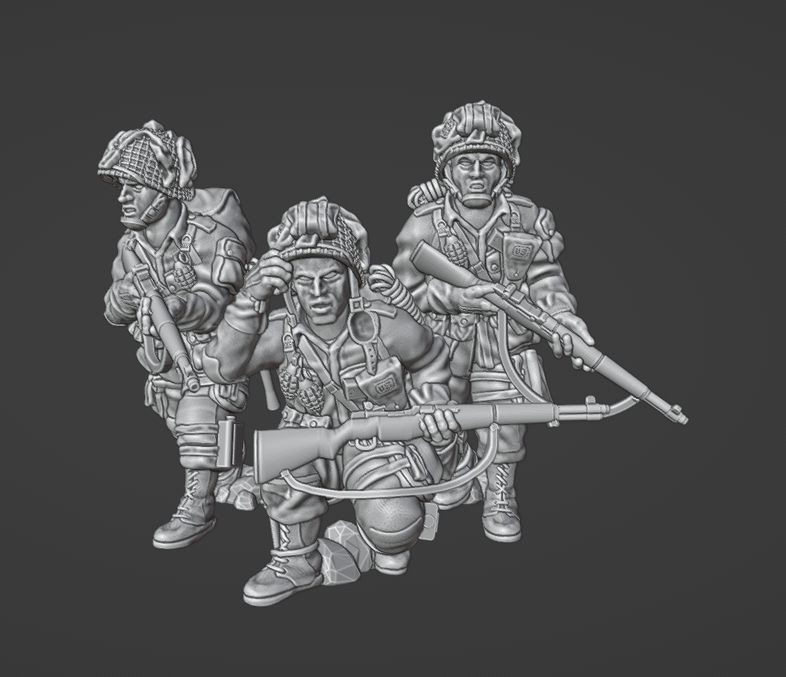 US Army Airborne Rifle Team 3 Firing by Colonel Muller