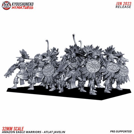 Amazon Eagle Warrior Atlat Javelins Unit by Kyoushuneko Miniatures
