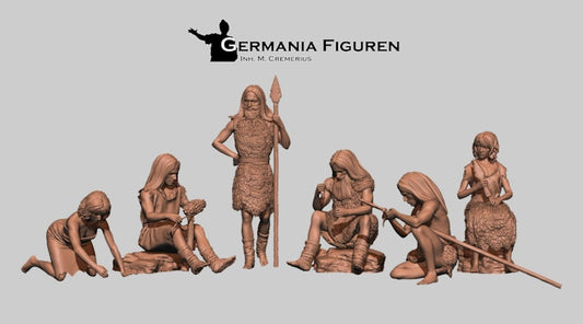 Stone Age Spearmen and Knackers by Germania Figuren