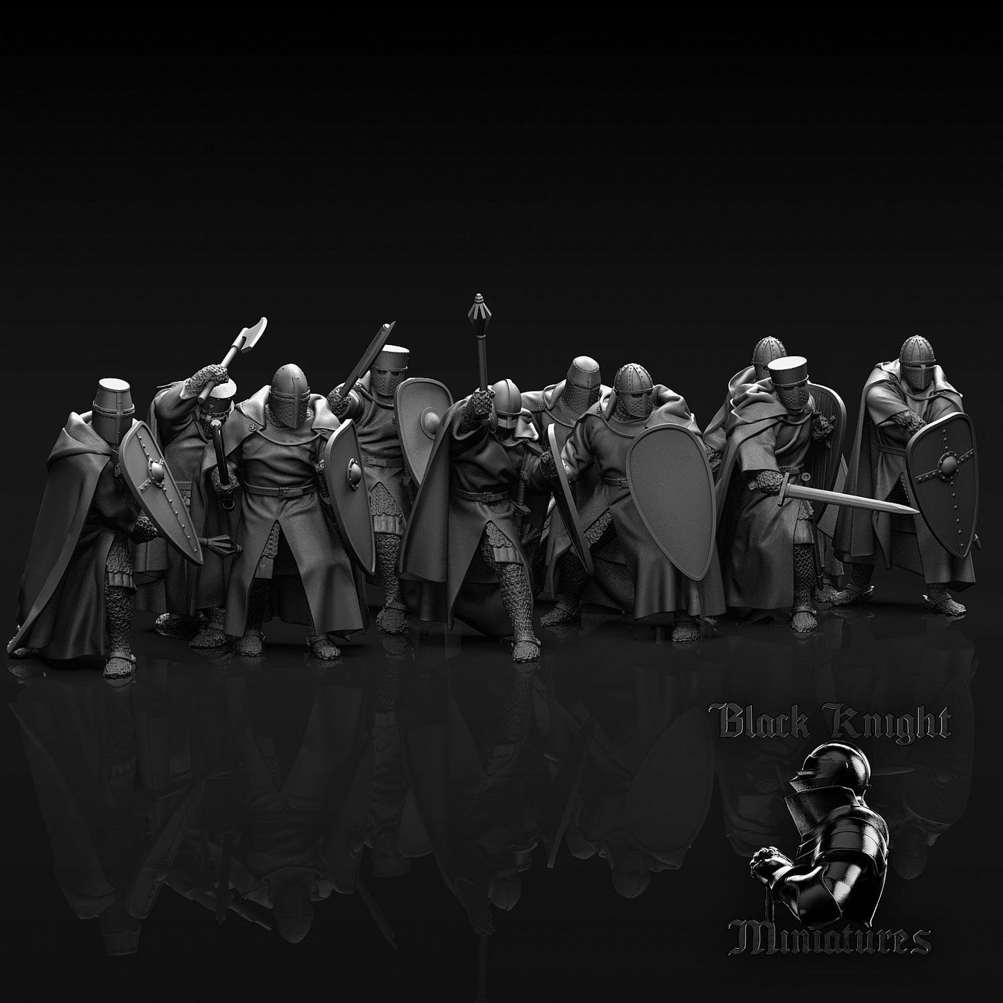 13th century Teutonic Knights on foot by Black Knight Miniatures.