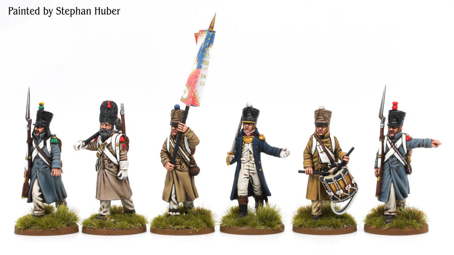 French Battalion Command in Greatcoats (1807-1814) by Piano Wargames