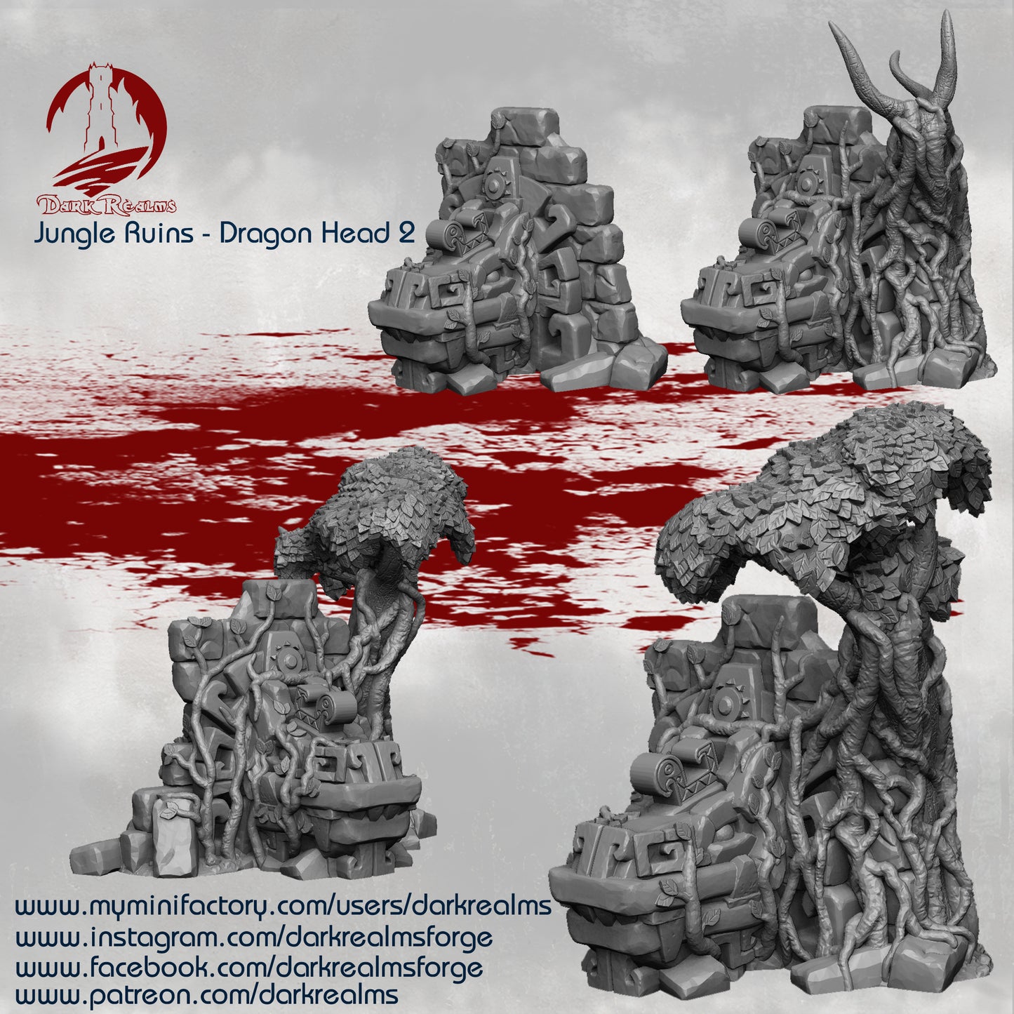 Jungle Dragon Head 2 by Dark Realms Forge