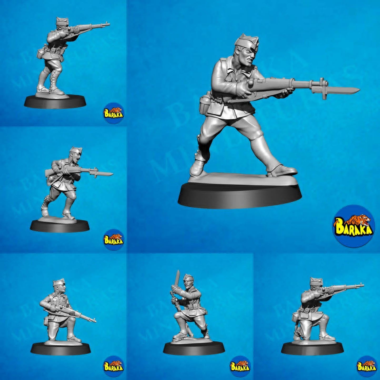 Rif War/SCW legionnaires in full dress (with jackets) fighting by Baraka Wargames and Miniatures