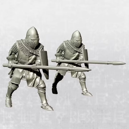 "Castilian Knight with spear on foot - 14th century by Ezipion miniatures.