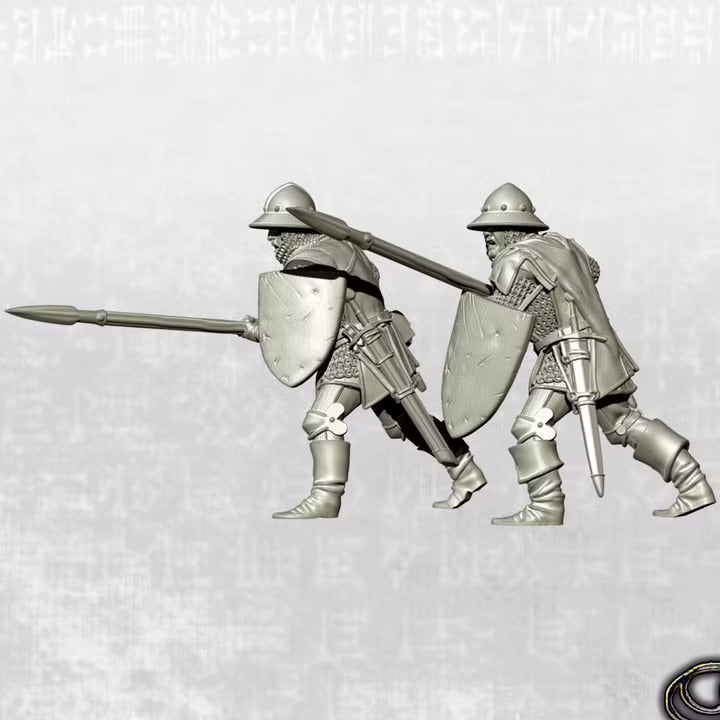 "Castilian Militiamen-Sargeants with spears - 14th century" by Ezipion miniatures.