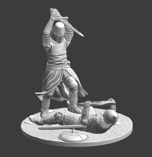 Knight finishing Rus warrior.