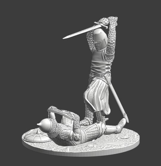 Knight finishing Rus warrior.