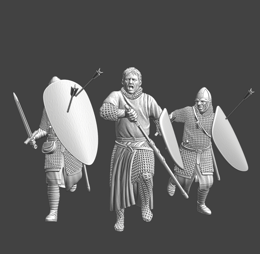 Medieval Diorama - Three knights charging