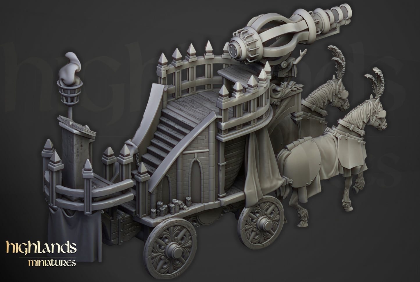 Arcane Cannon on Chariot by Highlands Miniatures