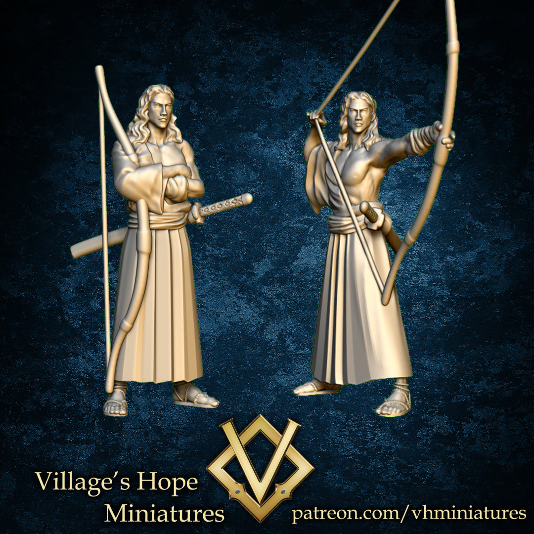 Curvy Hair Samurai with Bow by Village's Hope Miniatures