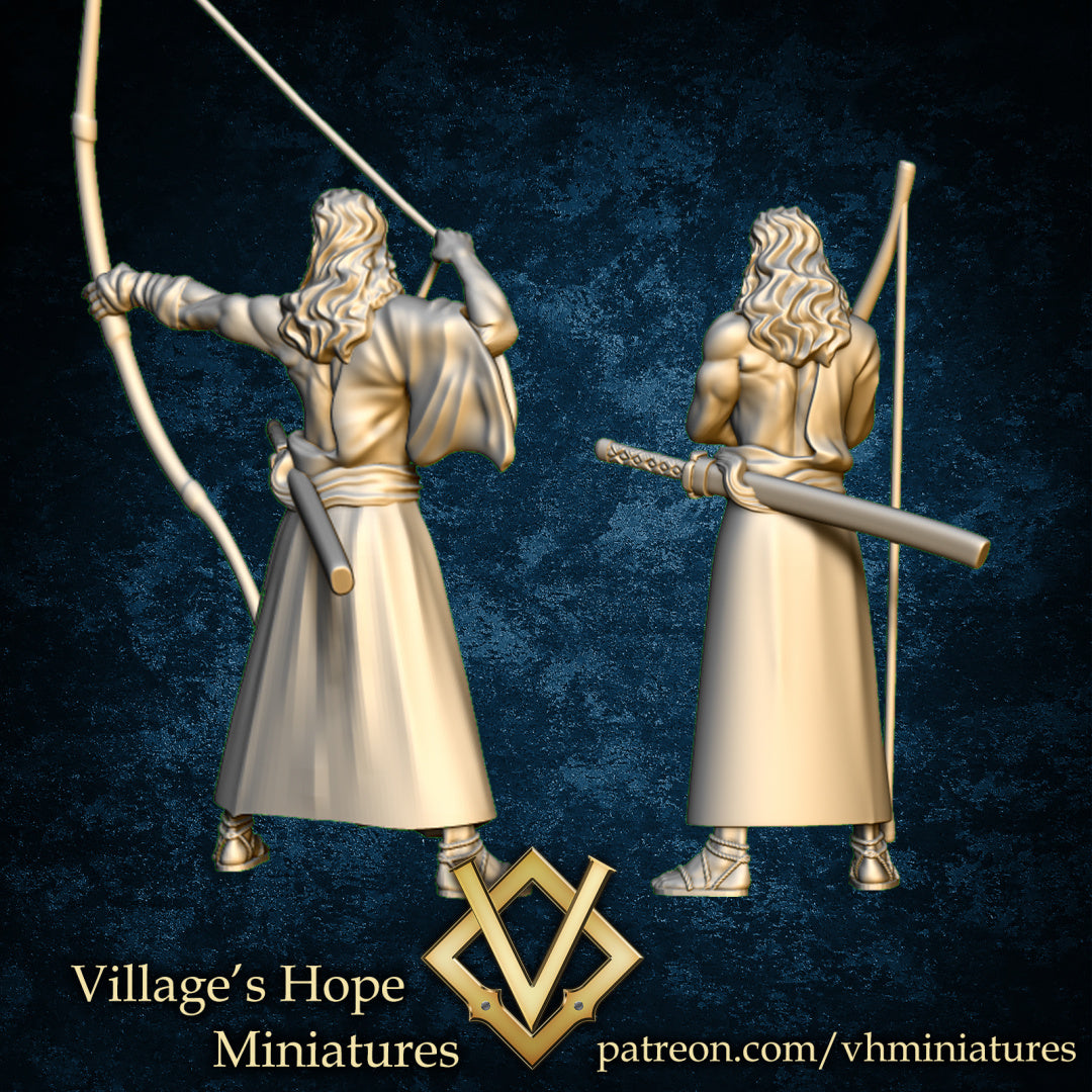 Curvy Hair Samurai with Bow by Village's Hope Miniatures