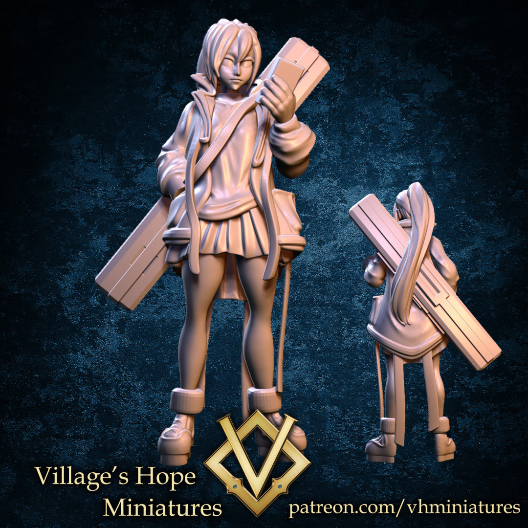 Cybergirl with Weapon Case by Village's Hope Miniatures