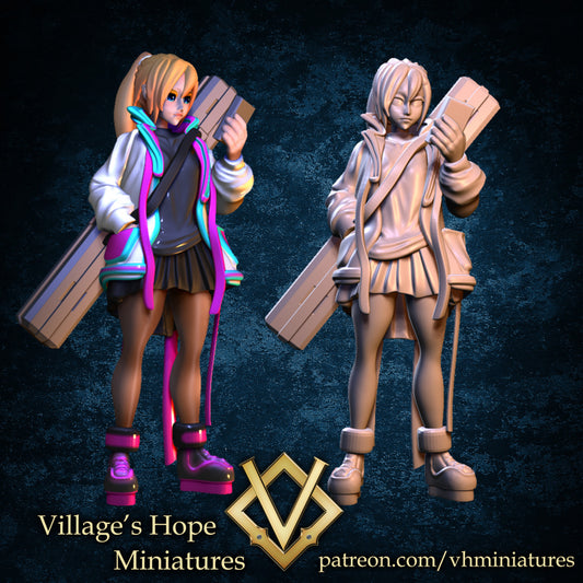 Cybergirl with Weapon Case by Village's Hope Miniatures