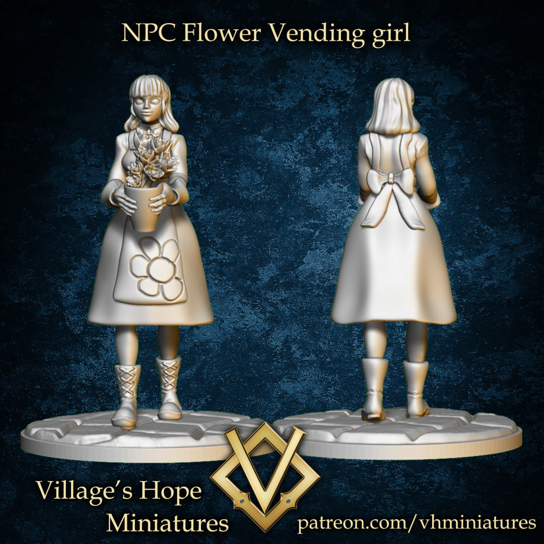 NPC Flower Vending Girl by Village's Hope Miniatures
