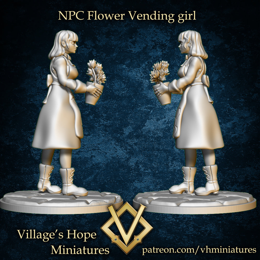 NPC Flower Vending Girl by Village's Hope Miniatures