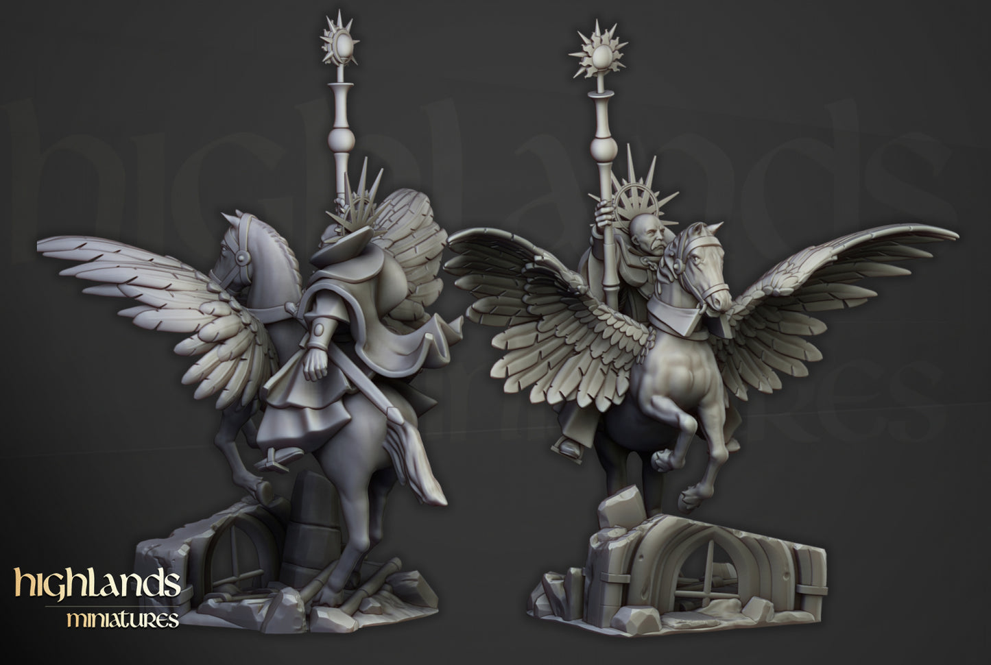 High Mage of Sunland on Pegasus by Highlands Miniatures