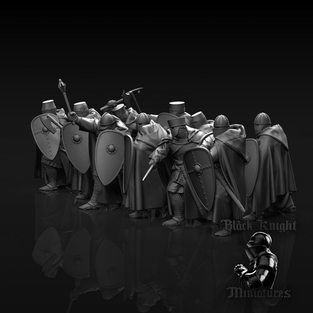 13th century Teutonic Knights on foot by Black Knight Miniatures.