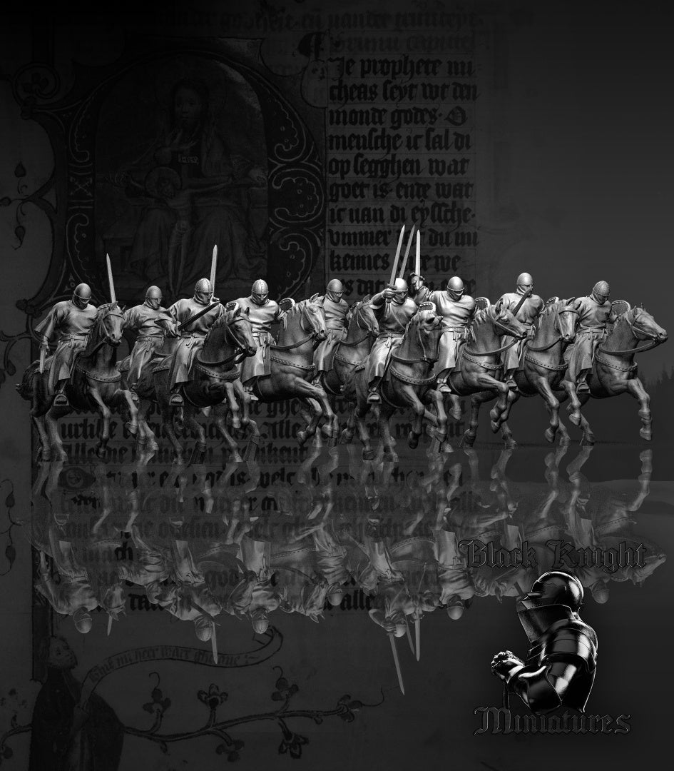 13th century - Mounted Teutonic Sergeants by Black Knight Miniatures