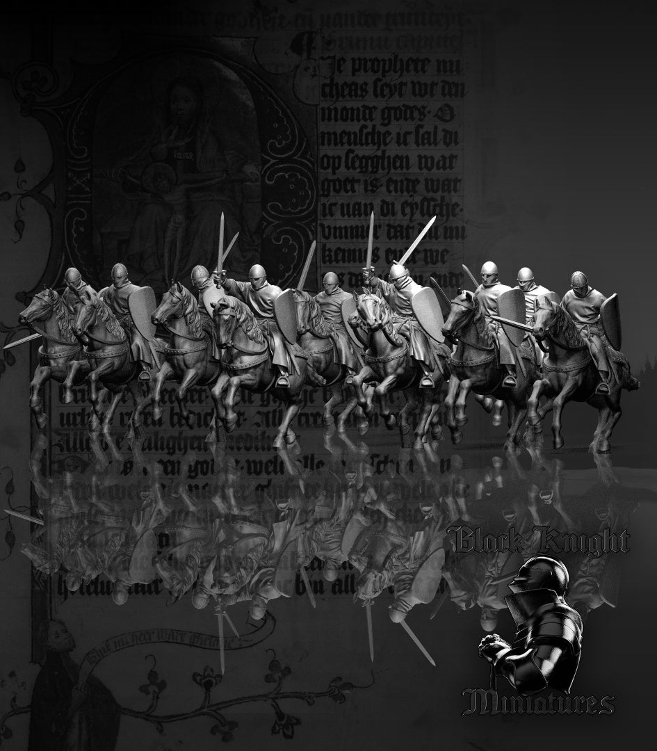 13th century - Mounted Teutonic Sergeants by Black Knight Miniatures