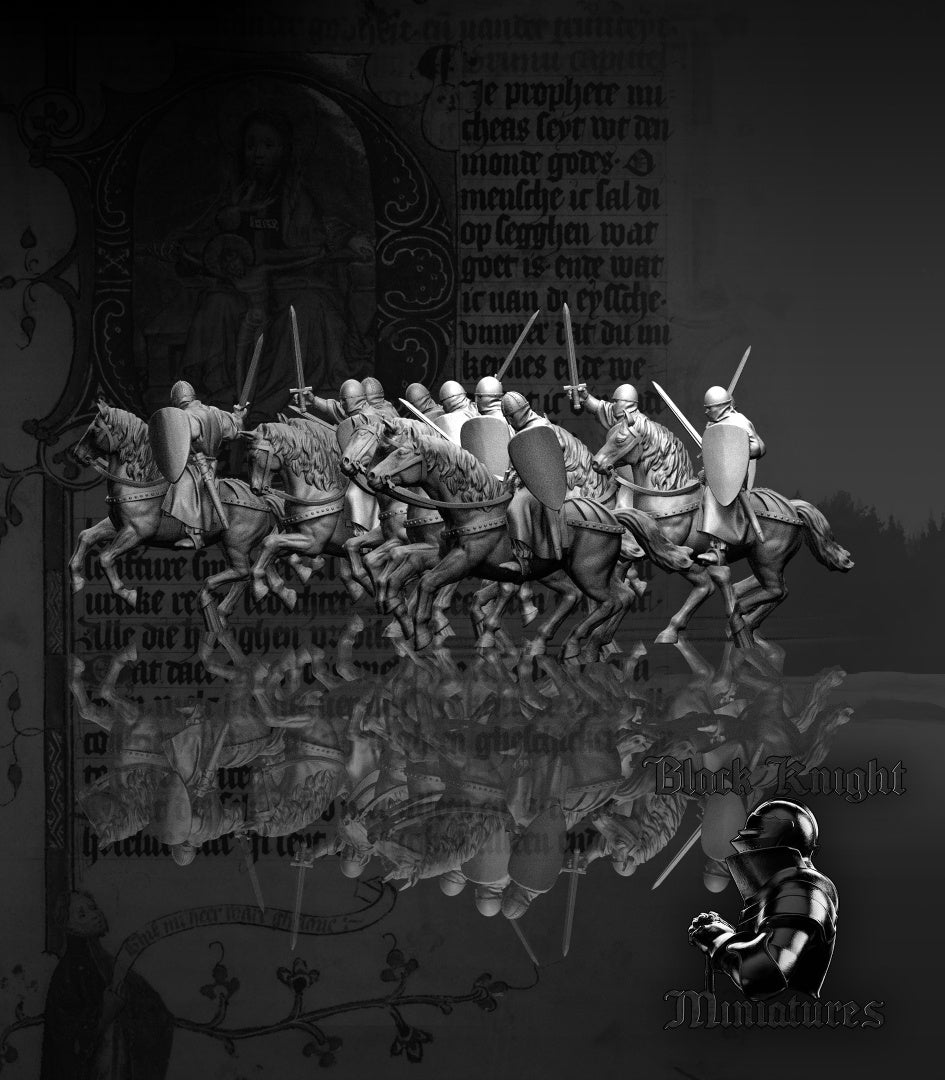 13th century - Mounted Teutonic Sergeants by Black Knight Miniatures