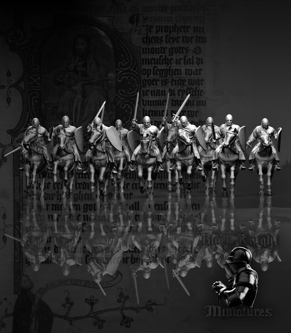 13th century - Mounted Teutonic Sergeants by Black Knight Miniatures