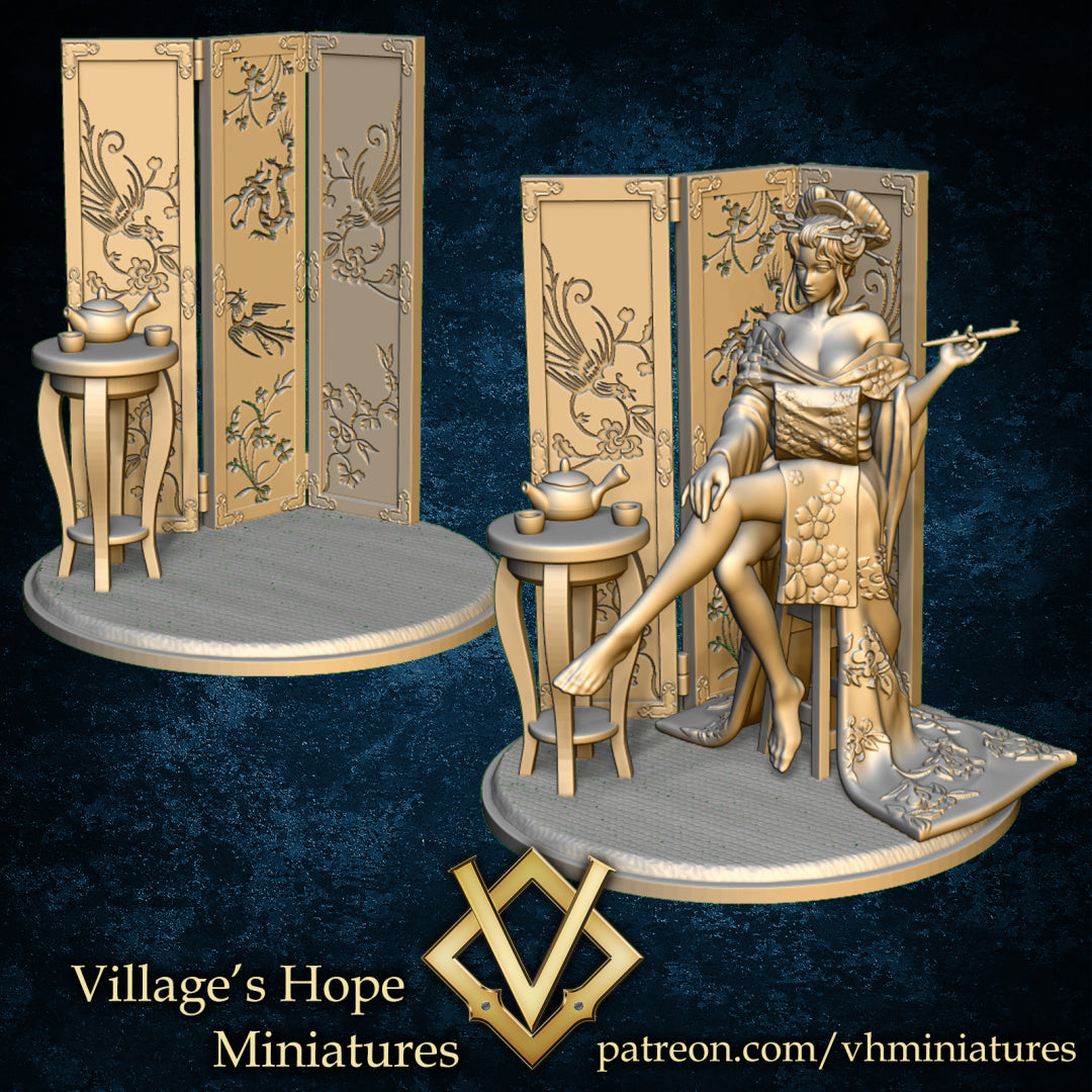 Sexy Guild Mate Oiran by Village's Hope Miniatures