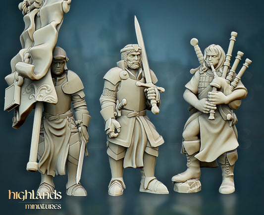 Questing Knights Foot Command Group by Highlands Miniatures