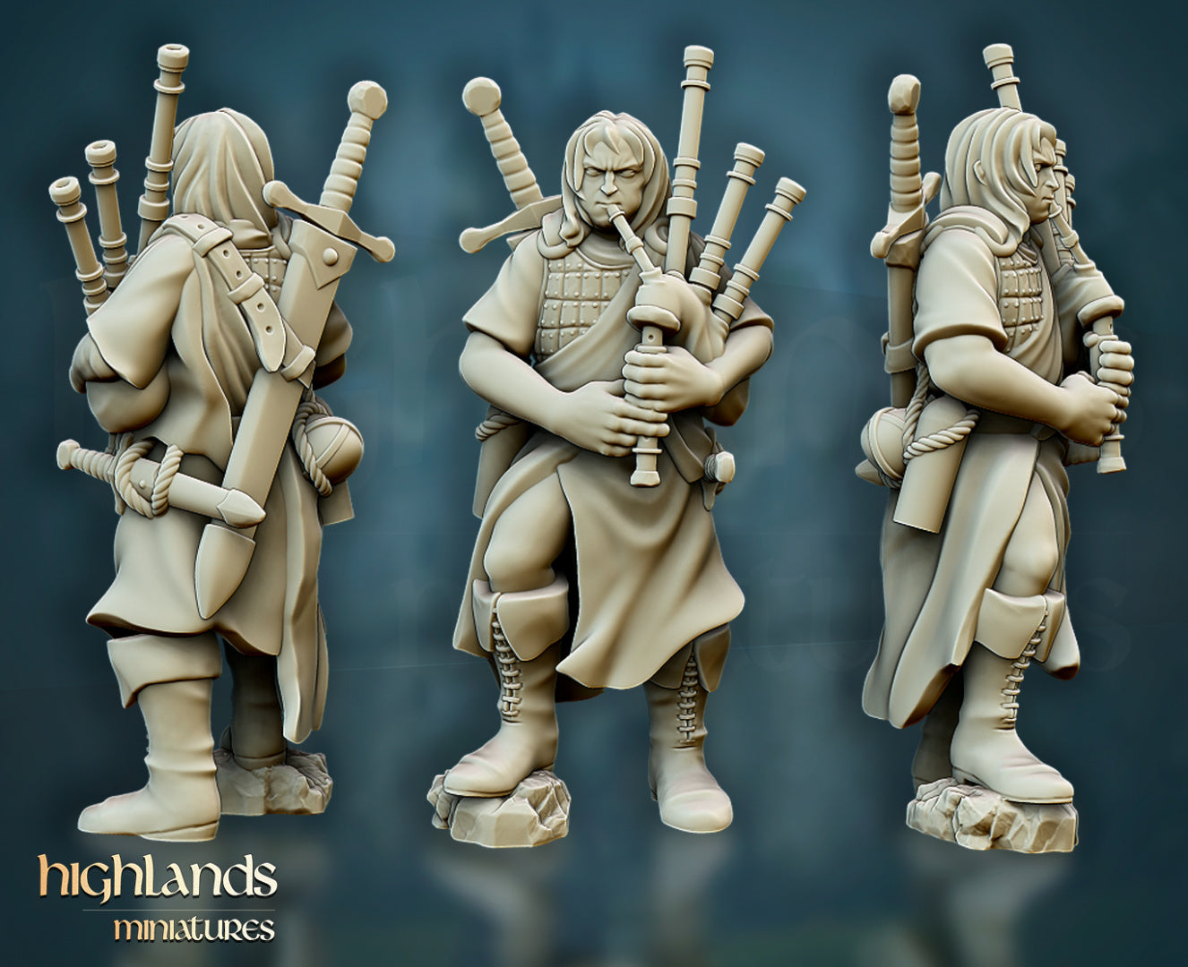 Questing Knights Foot Command Group by Highlands Miniatures