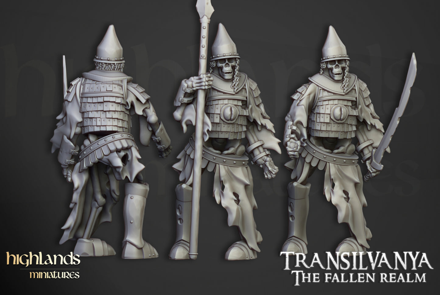 Skeleton Boyar Guards with Swords and Spears by Highlands Miniatures