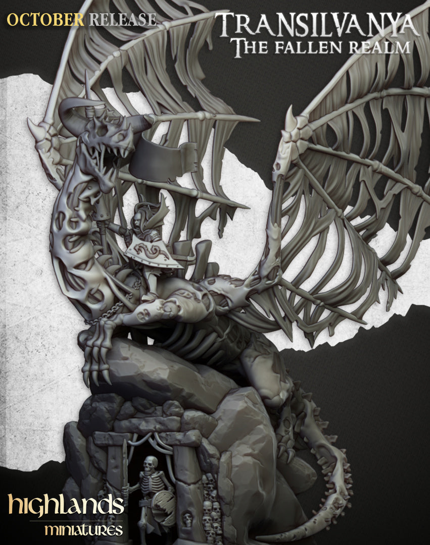 Vampire Lady on Zombie Dragon by Highlands Miniatures