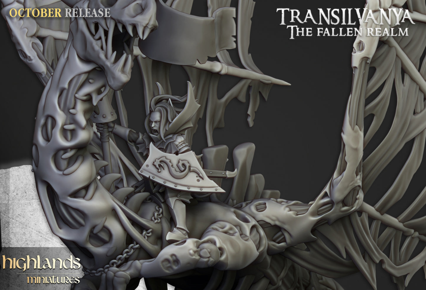 Vampire Lady on Zombie Dragon by Highlands Miniatures