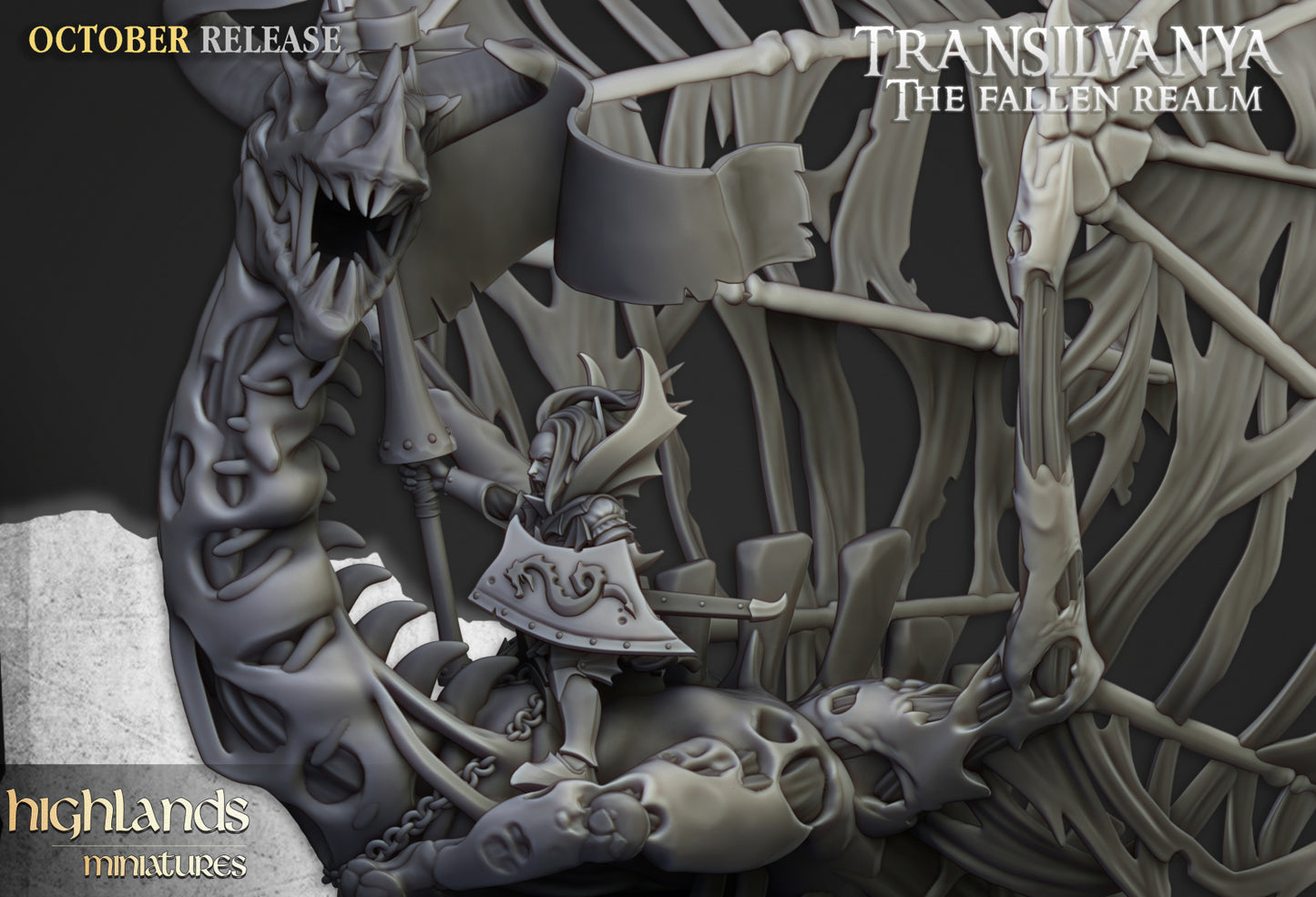 Vampire Lady on Zombie Dragon by Highlands Miniatures