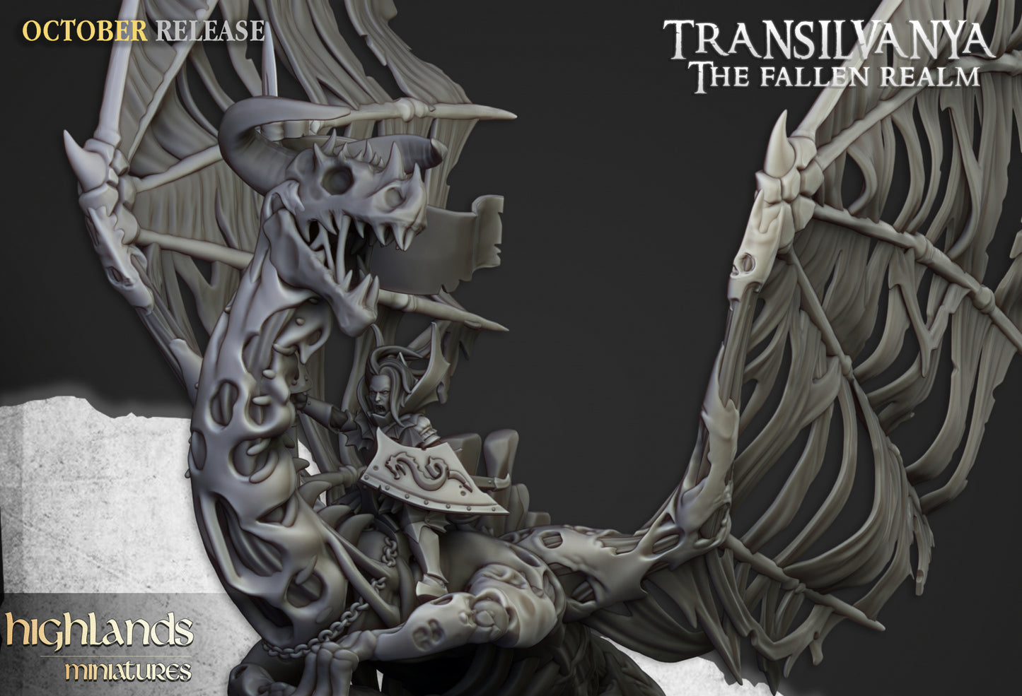Vampire Lady on Zombie Dragon by Highlands Miniatures
