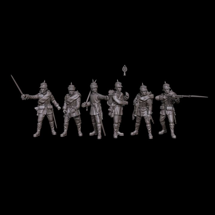 Prussian Foot Guards-Regiment Command Skirmishing-Poses in Full Kit by Styriwar