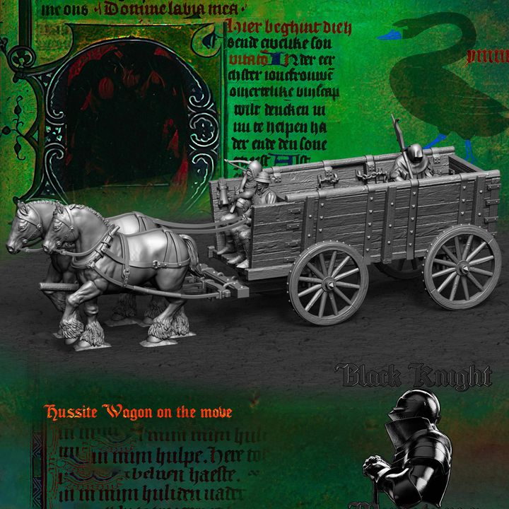 Hussite Wagon - on the move by Black Knight Miniatures