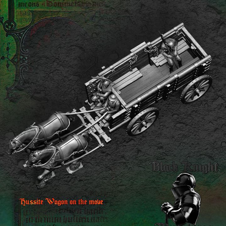 Hussite Wagon - on the move by Black Knight Miniatures