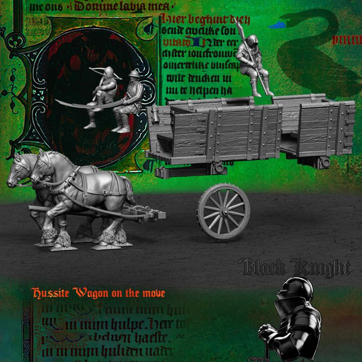 Hussite Wagon - on the move by Black Knight Miniatures