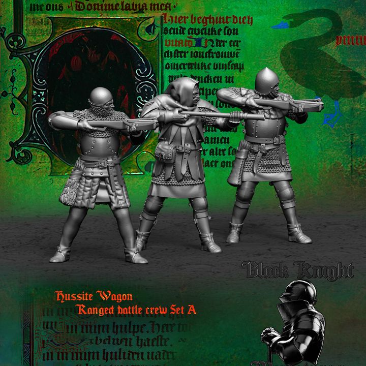 Hussite Wagon - Ranged battle crew Set A by Black Knight Miniatures