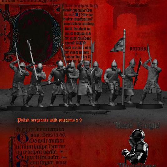 13th century - Polish Sergeants (Strelzcy) on foot with polearms by Black Knight Miniatures