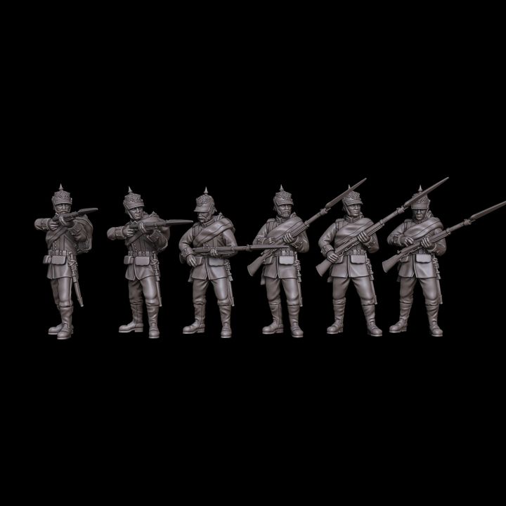 Prussian Foot Guards-Regiment in Skirmishing-Poses in Full Kit by Styriwar