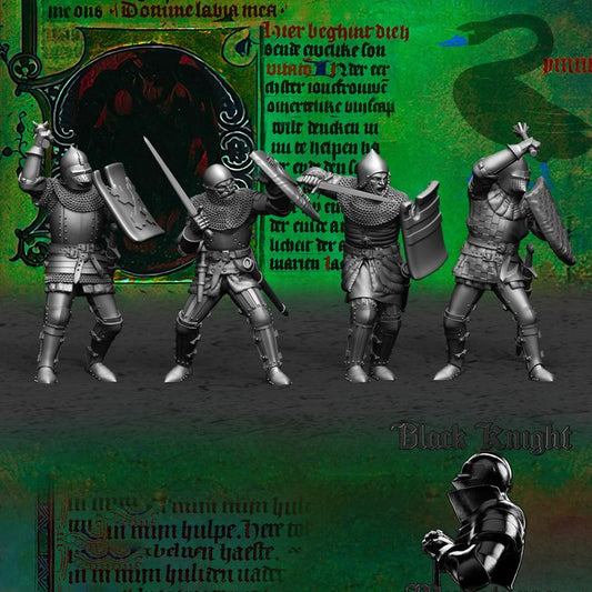 15th century Hussite Foot Knights - 1 handed weapons and shields by Black Knight Miniatures