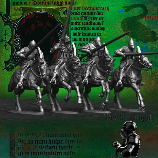 Early 15th century Hussite Mounted Knights with Lances by Black Knight Miniatures